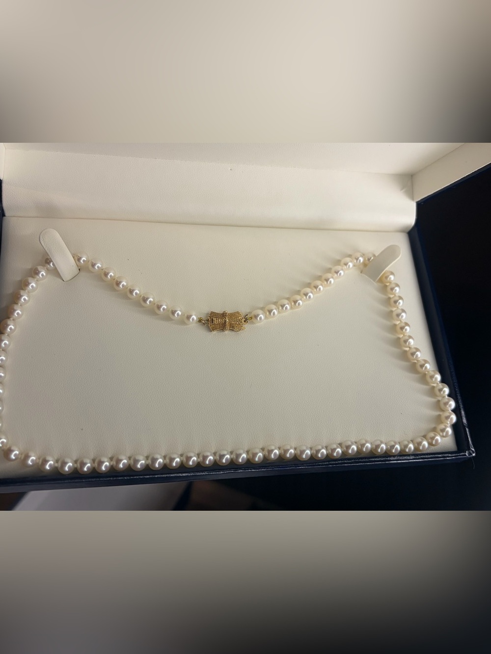 Mikimoto White Cultured Pearl Stud Earrings and necklace